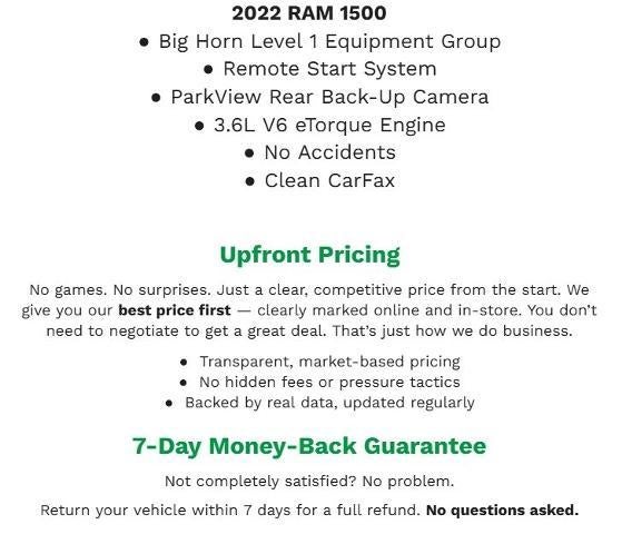 2022 RAM 1500 Big Horn 4x4 Quad Cab 6'4 Box