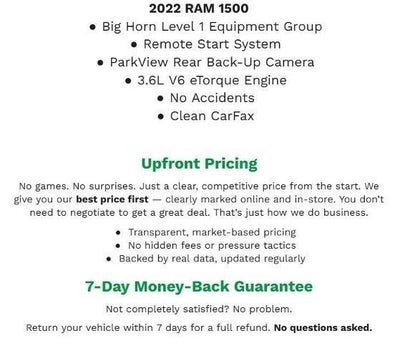 2022 RAM 1500 Big Horn 4x4 Quad Cab 6'4 Box