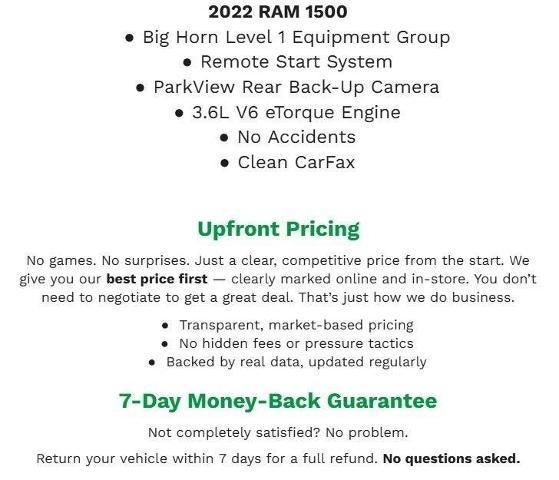 2022 RAM 1500 Big Horn 4x4 Quad Cab 6'4 Box