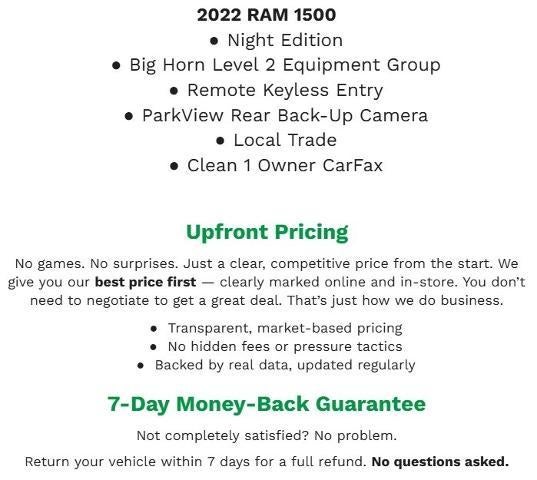 2022 RAM 1500 Lone Star 4x4 Crew Cab 5'7 Box