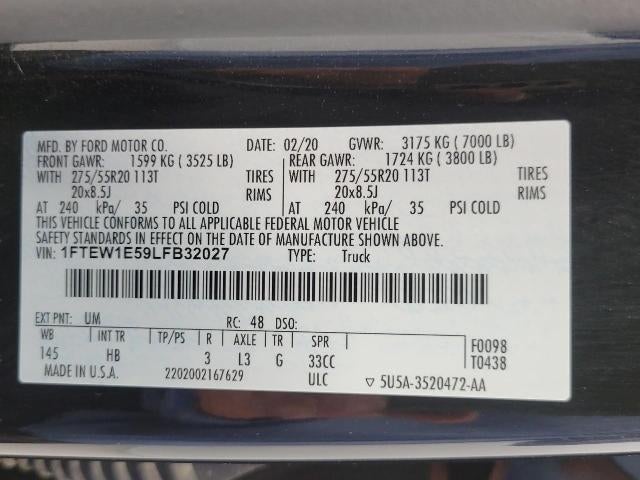 2020 Ford F-150 LARIAT 4WD SuperCrew 5.5' Box