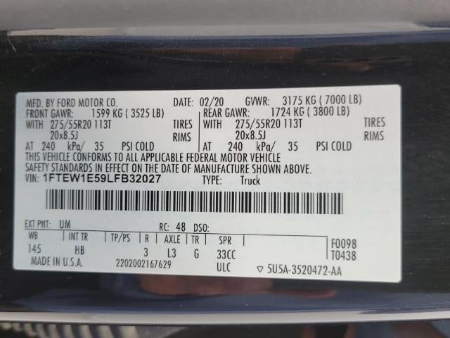 2020 Ford F-150 LARIAT 4WD SuperCrew 5.5' Box