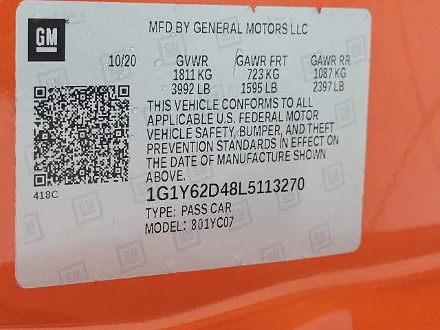 2020 Chevrolet Corvette Stingray 2dr Stingray Cpe w/1LT