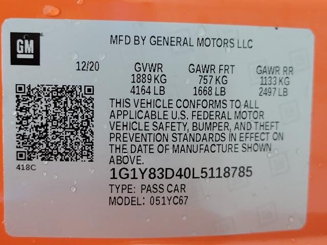 2020 Chevrolet Corvette Stingray 2dr Stingray Conv w/3LT *** LOW MILES***