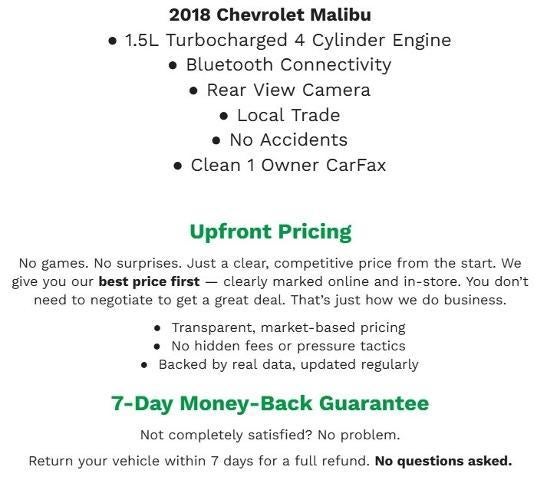 2018 Chevrolet Malibu 4dr Sdn LT w/1LT