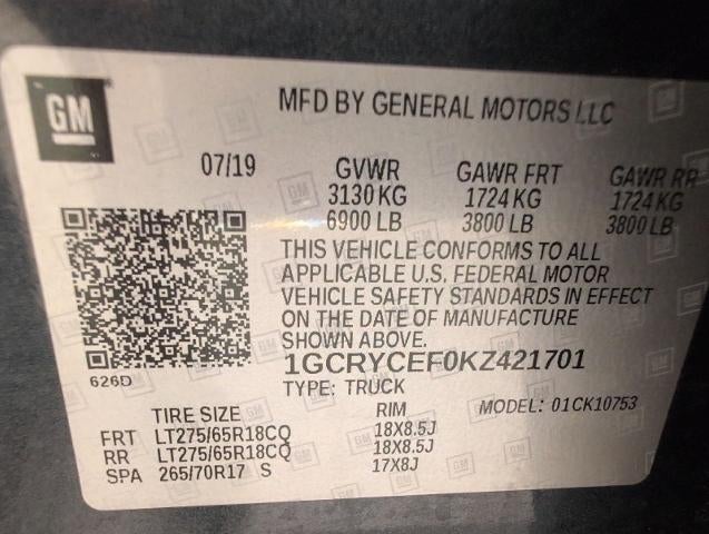 2019 Chevrolet Silverado 1500 4WD Double Cab 147 Custom Trail Boss