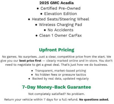 2025 GMC Acadia AWD 4dr Elevation
