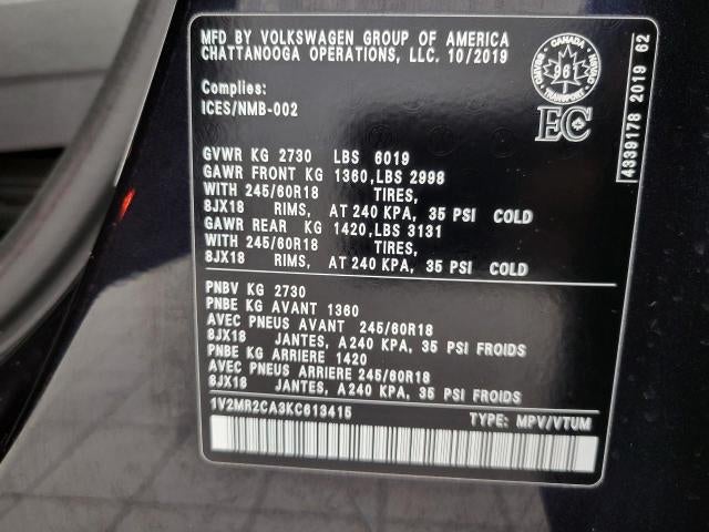 2019 Volkswagen Atlas 3.6L V6 SEL 4MOTION
