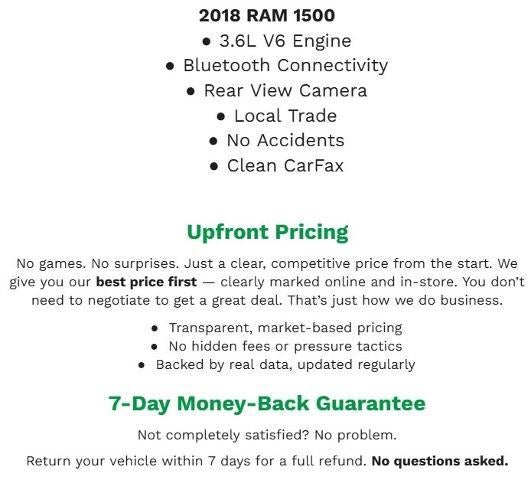 2018 RAM 1500 Big Horn 4x4 Crew Cab 5'7 Box