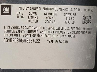 2017 Chevrolet Cruze 4dr HB 1.4L LT w/1SD