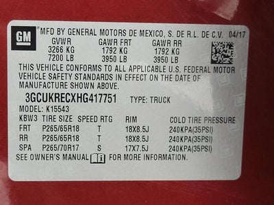 2017 Chevrolet Silverado 1500 4WD Crew Cab 143.5 LT w/1LT