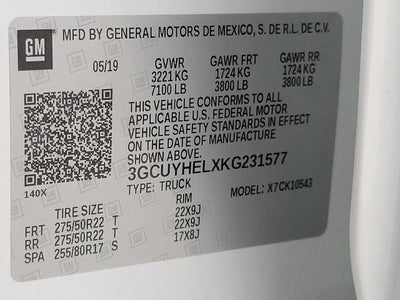 2019 Chevrolet Silverado 1500 4WD Crew Cab 147 High Country