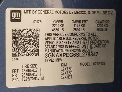 2025 Chevrolet Equinox AWD 4dr LT w/2LT