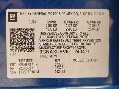 2020 Chevrolet Equinox AWD 4dr LT w/1LT