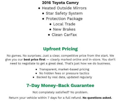 2016 Toyota Camry 4dr Sdn I4 Auto LE