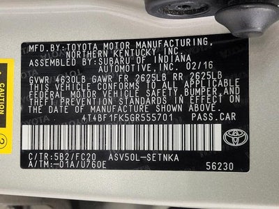 2016 Toyota Camry 4dr Sdn I4 Auto LE