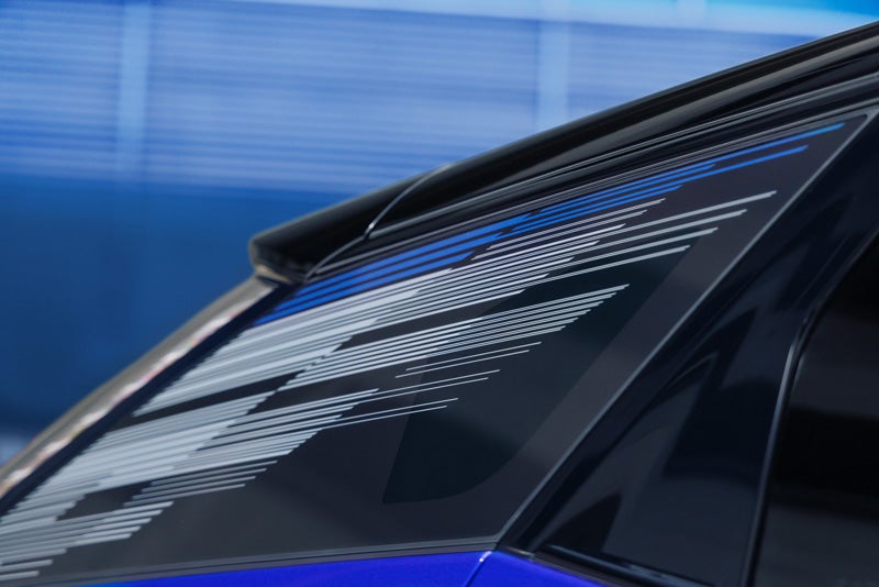 Close-up of the Modern Pattern on the 2026 OPTIQ-V Rear Quarter Glass | Bergstrom Cadillac of Neenah in Neenah WI